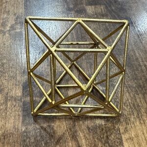 Geometric Gold Metal Sculpture